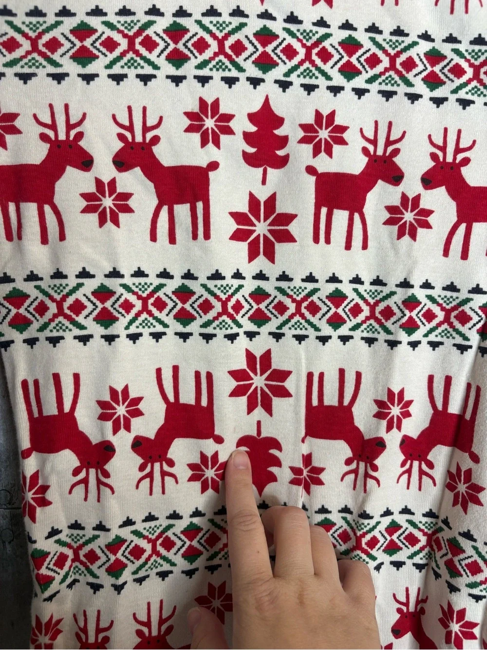 Hanna Andersson pajama set Christmas reindeer Red White kids size 14 fair isle